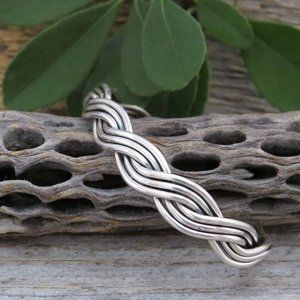 Sterling Silver Wire Braided Cuff Bracelet